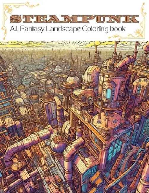 Steampunk: A.I. Fantasy Landscape Coloring Book by Guillermo Fernández