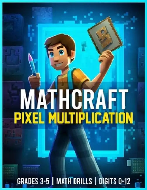 Mathcraft - Pixel Multiplication - Grades 3-5, Math Drills, Digits 0-12 by Mathcraft Publishing