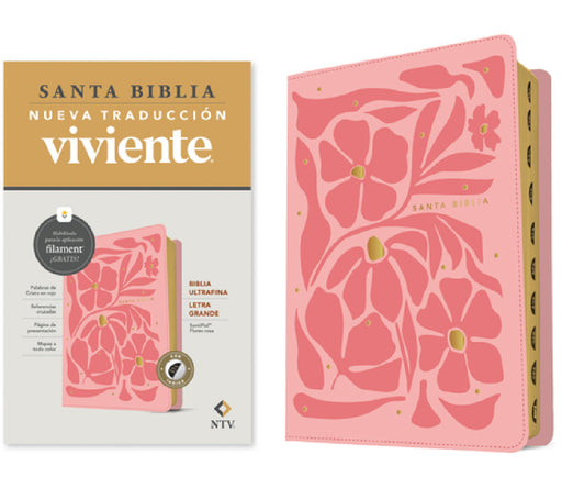 Biblia Ultrafina Ntv, Letra Grande Con Filament (Sentipiel, Flores Rosa, Índice, Letra Roja) by Tyndale