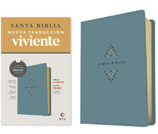 Biblia Ultrafina Ntv, Letra Grande Con Filament (Sentipiel, Azul Sereno, Letra Roja) by Tyndale