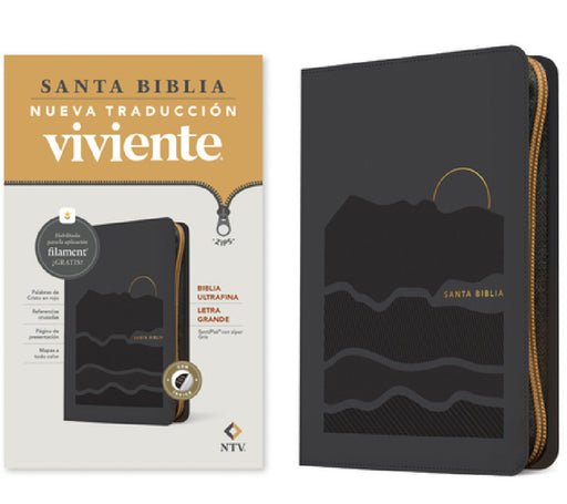 Biblia Ultrafina Ntv, Letra Grande de Zíper Con Filament (Sentipiel, Gris, Índice, Letra Roja) by Tyndale