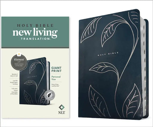 NLT Personal Size Giant Print Bible, Filament Enabled (Leatherlike, Navy Vines, Indexed, Red Letter) by New Living Translation