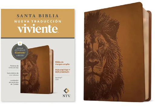 Biblia de Margen Amplio Ntv Con Filament (Sentipiel, León, Letra Roja) by Tyndale, Nueva Traducción Viviente