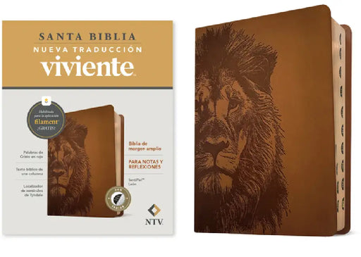 Biblia de Margen Amplio Ntv Con Filament (Sentipiel, León, Índice, Letra Roja) by Tyndale, Nueva Traducción Viviente