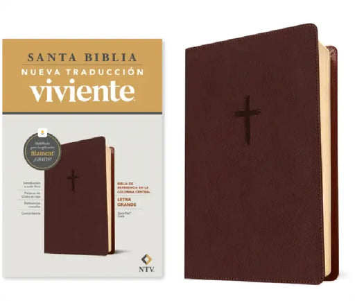 Biblia de Referencia En La Columna Central Ntv, Letra Grande Con Filament (Sentipiel, Café, Letra Roja) by Tyndale, Nueva Traducción Viviente