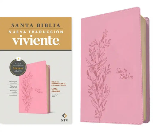 Biblia de Referencia En La Columna Central Ntv, Letra Grande Con Filament (Sentipiel, Rosa, Letra Roja) by Tyndale, Nueva Traducción Viviente
