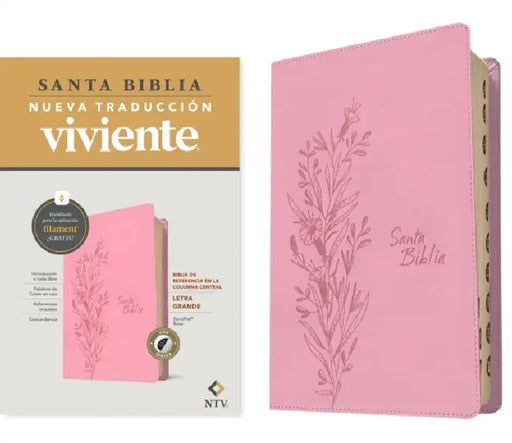 Biblia de Referencia En La Columna Central Ntv, Letra Grande Con Filament (Sentipiel, Rosa, Índice, Letra Roja) by Tyndale, Nueva Traducción Viviente