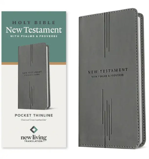 NLT Pocket Thinline New Testament with Psalms and Proverbs (Leatherlike, Charcoal Cross) by New Living Translation, Tyndale