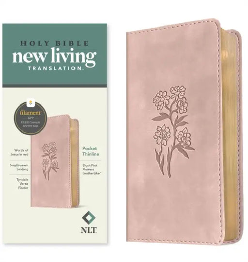 NLT Pocket Thinline Bible, Filament Enabled (Leatherlike, Blush Pink Flowers, Red Letter) by New Living Translation, Tyndale