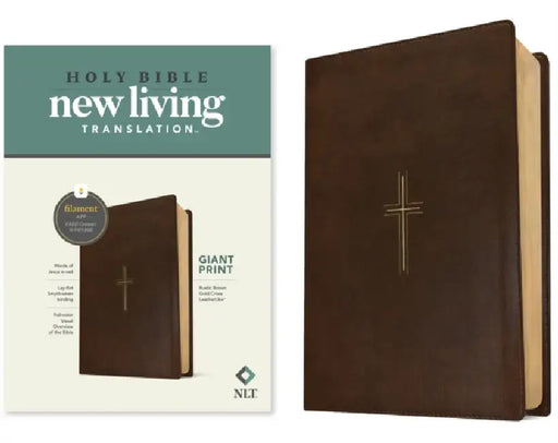 NLT Giant Print Bible, Filament Enabled (Leatherlike, Rustic Brown Gold Cross, Red Letter) by New Living Translation, Tyndale