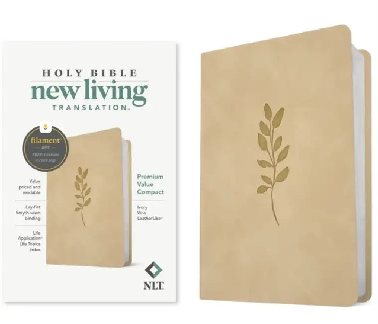 NLT Premium Value Compact Bible, Filament Enabled (Leatherlike, Ivory Vine) by New Living Translation, Tyndale
