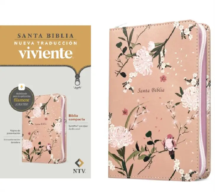 Biblia Compacta Ntv de Zíper, Con Filament (Sentipiel, Jardín Coral) by Tyndale, Nueva Traducción Viviente
