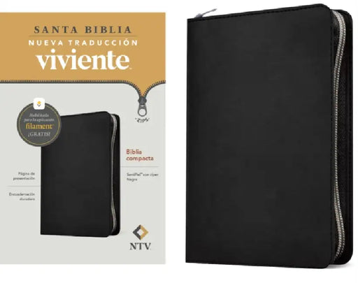 Biblia Compacta Ntv de Zíper, Con Filament (Sentipiel, Negro) by Tyndale, Nueva Traducción Viviente