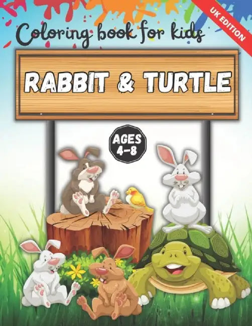 Rabbit & Turtle Coloring Book For Kids Ages 4-8: by Saam Pbl