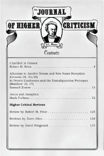 The Journal of Higher Criticism Volume 16 Number 2 by Alex Criddle