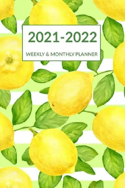 2021 2022 Weekly & Monthly Planner: Striped Green Leaves Lemon Cover, Pocket-sized Academic Planner Mid-Year July 2021 to June 2022, Calendar Organize by Orangeblueberry Press