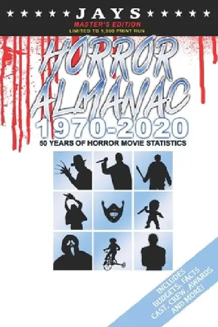 Jays Horror Almanac 1970-2020 [MASTER'S EDITION - LIMITED TO 1,000 PRINT RUN] 50 Years of Horror Movie Statistics Book (Includes Budgets, Facts, Cast, by Jay Wheeler