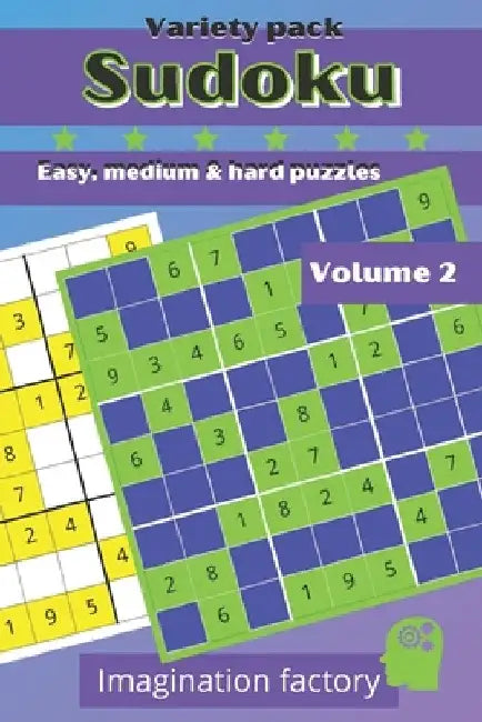 Sudoku variety pack. Easy, medium & hard: 100 puzzles. 6x9 travel size. Easy to carry by Imagination Factory