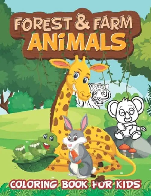 Forest & Farm Animals: Coloring Book for Kids: Forest animals coloring book for kids ages 4-8 Fun Coloring Pages of Animals on the Farm lion, by Jannat Edition