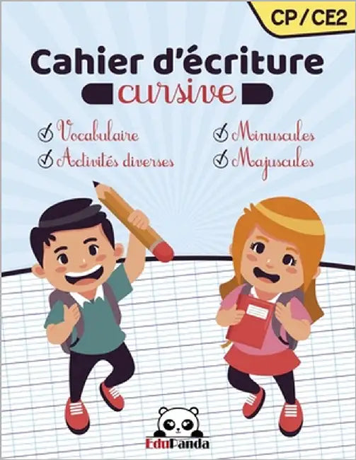 Cahier d'écriture cursive CP/CE2: Livre d'activités diverses pour apprendre à bien écrire les lettres de l'alphabet majuscules et minuscules Aidez vos by Panda, Edu