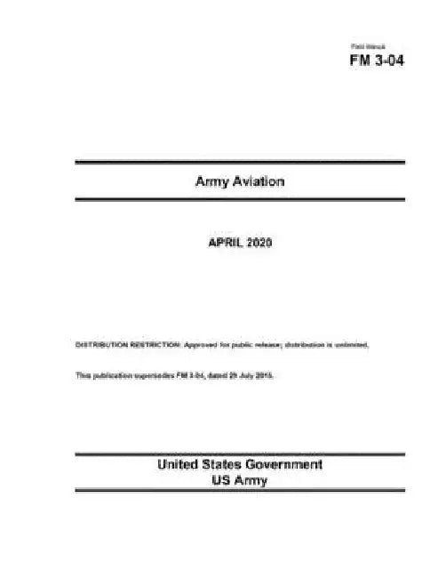 Field Manual FM 3-04 Army Aviation April 2020 by United States Government Us Army