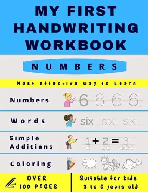 My First Handwriting Workbrook - Numbers: Preschool, Kindergarten, Pre K writing paper with lines, suitable for kids ages 3 to 6, handwriting numbers by Nest Abcd Publisher