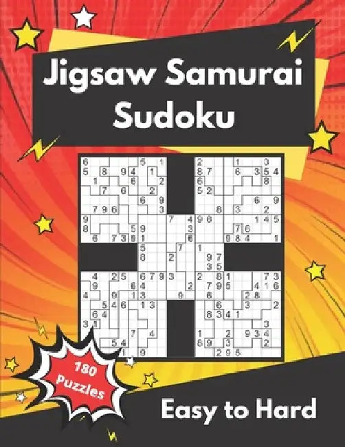 Jigsaw Samurai Sudoku Easy to Hard: irregular multi-Sudoku puzzles for adults by Somatomint