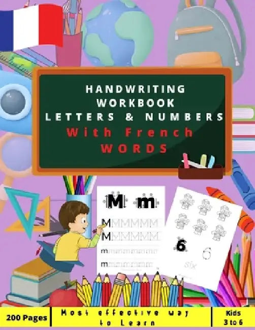 My First Handwriting Workbook Letters & Numbers with French words: Preschool, Kindergarten, writing paper with lines, suitable for kids ages 3 to 6, l by Nest Abcd Publisher