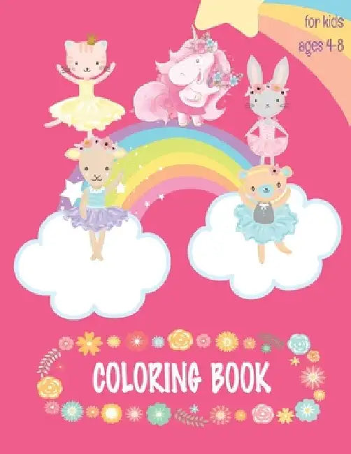 Coloring Book for kids: Cute Animals and Unicorn coloring book for girls ages 4-8, big book and unique design, Perfect Birthday gift ideas for childre by Happy 3. Pigs Publishing