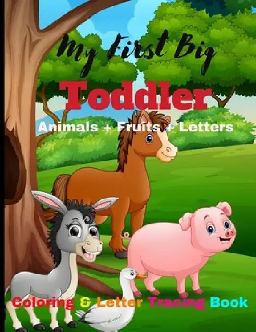 Animal & Fruit Coloring & Letter Tracing Book: Funny Alphabets, Fruits, Animals Coloring Book with Letter tracing for Girls and Boys Ages 3-8, Kids & by Odhommo Publications