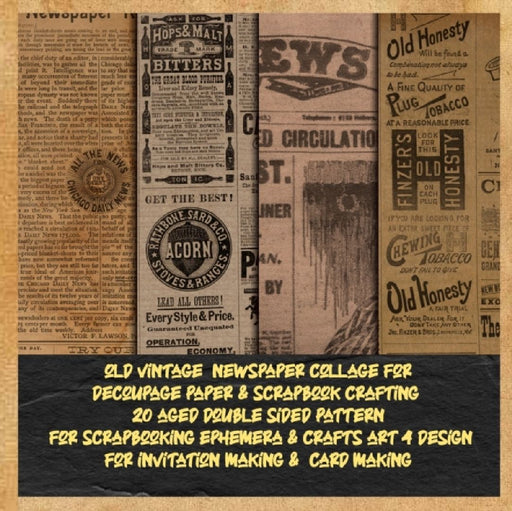 old vintage newspaper collage for decoupage paper & scrapbook crafting 20 aged double sided  by Jin; Liu, Jinhua Duan