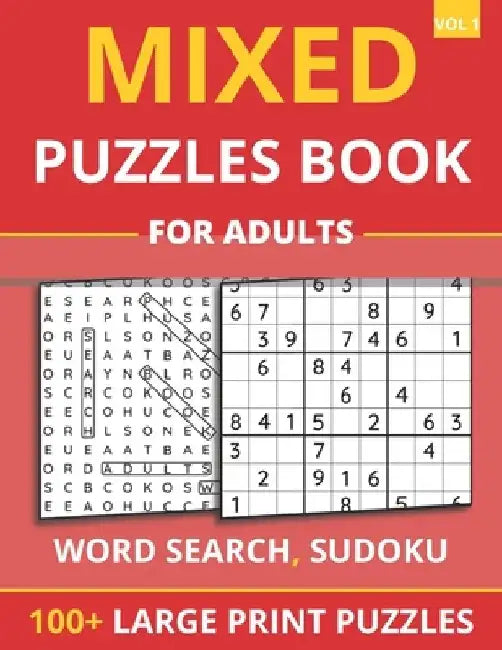 Mixed Puzzles Book For Adults - Word Search, Sudoku: 100+ Large Print Puzzles For Adults & Seniors (Vol 1) by Funafter Books