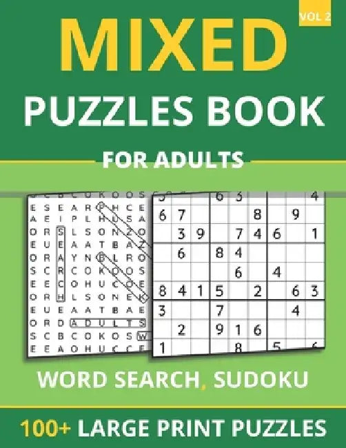 Mixed Puzzles Book For Adults - Word Search, Sudoku: 100+ Large Print Puzzles For Adults & Seniors (Vol 2) by Funafter Books