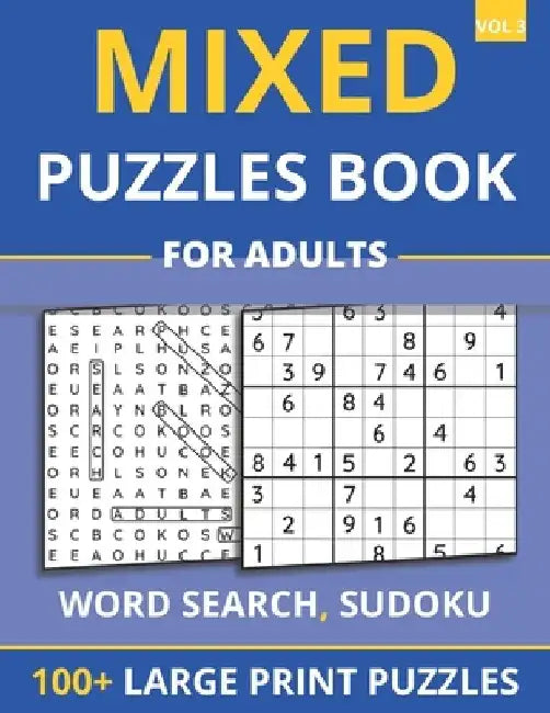 Mixed Puzzles Book For Adults - Word Search, Sudoku: 100+ Large Print Puzzles For Adults & Seniors (Vol 3) by Funafter Books
