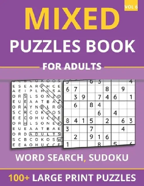 Mixed Puzzles Book For Adults - Word Search, Sudoku: 100+ Large Print Puzzles For Adults & Seniors (Vol 6) by Funafter Books