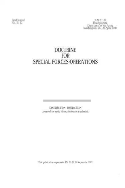 FM 31-20 Doctrine for Special Forces Operations by Department Of the Army