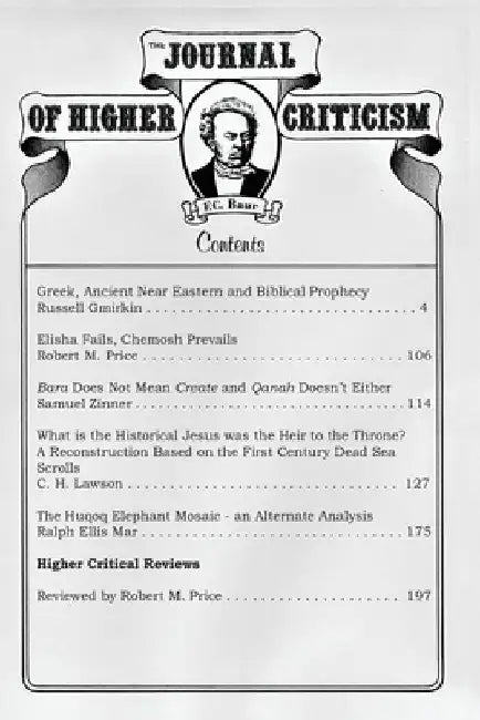 Journal of Higher Criticism Volume 17 Number 2 by Robert M. Price