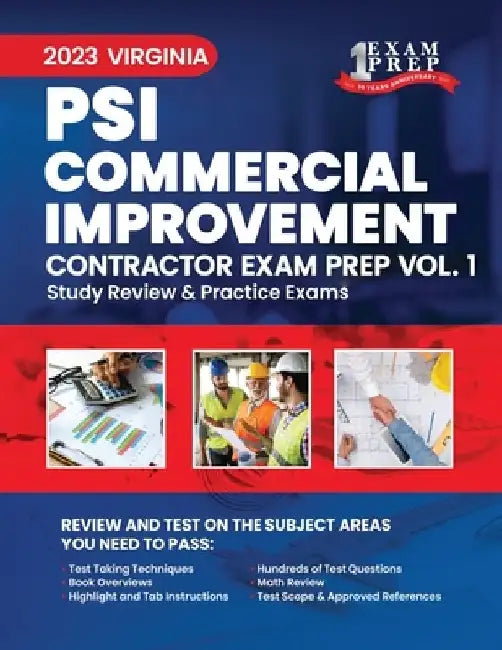 2023 Virginia PSI Commercial Improvement Contractor: Volume 1: Study Review & Practice Exams by Upstryve Inc