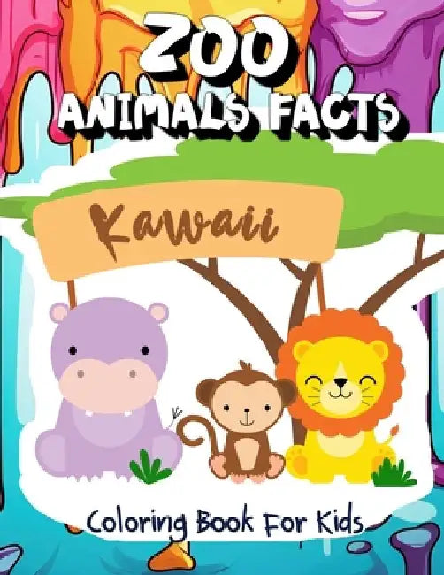 Zoo Animals Facts Coloring Book for kids: Learn Fun Facts and Color 56 Illustrations in Kawaii Style of 28 Animals from Around the World in Both Engli by Vana Lart