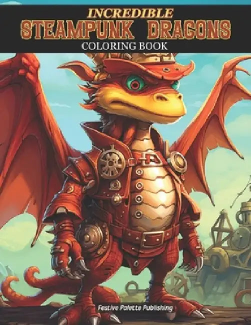 INCREDIBLE STEAMPUNK DRAGONS Coloring Book: For Children, Teens, and Adults by Festive Palette Publishing