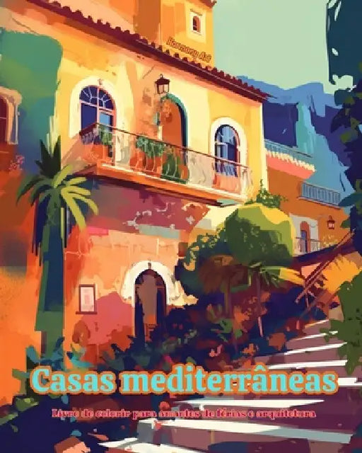 Casas mediterrâneas Livro de colorir para amantes de férias e arquitetura Designs criativos para relaxamento: Edifícios dos sonhos no paraíso mediterr by Harmony Art