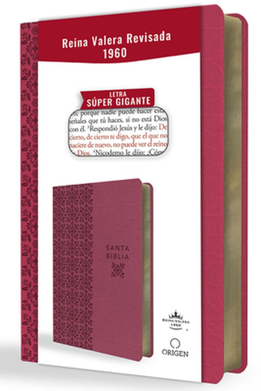 Biblia Reina Valera Revisada 1960 Letra Súper Gigante, Símil Piel Fucsia Rosada / Spanish Bible Rvr 1960 Super Giant Print, Fuchsia Pink Leathersoft by Reina Valera Revisada 1960