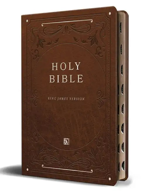 KJV Holy Bible, Giant Print Large Format, Brown Premium Imitation Leather with R Ibbon Marker, Red Letter, and Thumb Index by Origin