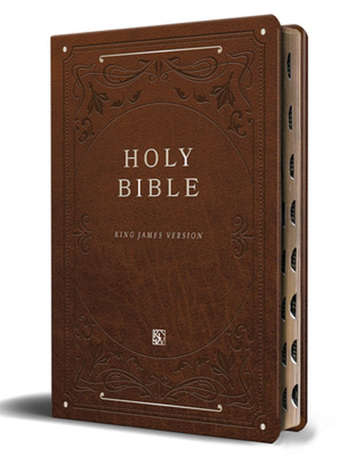 KJV Holy Bible, Giant Print Large Format, Brown Premium Imitation Leather with R Ibbon Marker, Red Letter, and Thumb Index by Origin