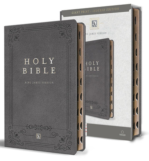 KJV Holy Bible, Giant Print Large Format, Gray Premium Imitation Leather with Ri Bbon Marker, Red Letter, and Thumb Index by Origin