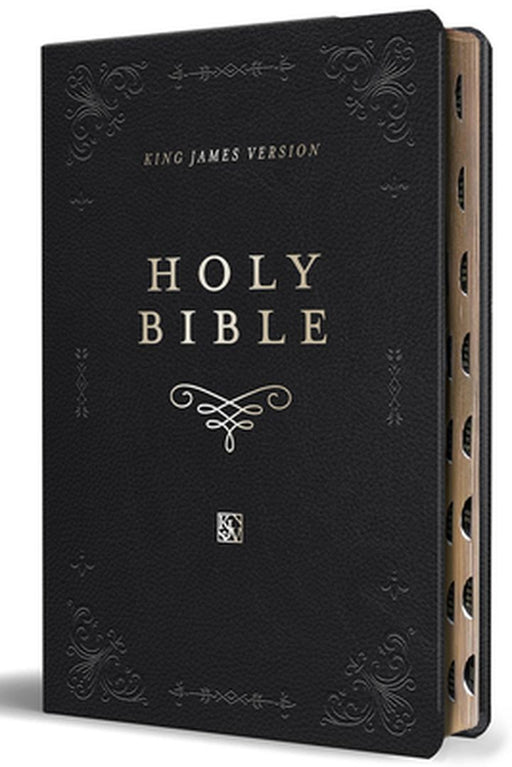 KJV Holy Bible, Giant Print Large Format, Black Premium Imitation Leather with R Ibbon Marker, Red Letter, and Thumb Index by Origin