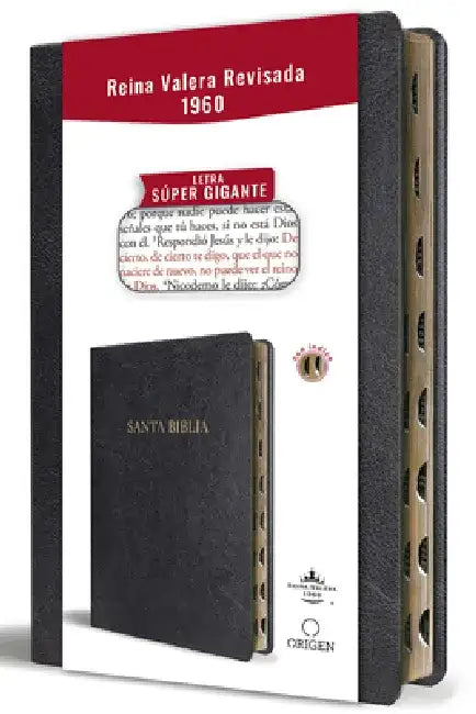 Biblia Reina Valera Revisada 1960 Letra Súper Gigante, Símil Piel Negro Con Índice / Spanish Bible Rvr 1960 Super Giant Print, Black Leathersoft W/ Th by Reina Valera Revisada 1960