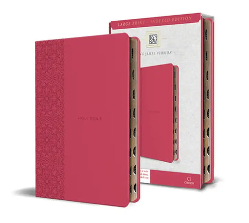 KJV Holy Bible, Large Print Medium Format, Fuchsia Faux Leather W/Ribbon Marker, Red Letter, Thumb Index by King James Version