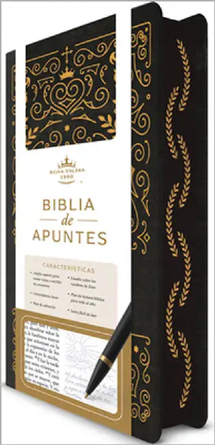 Biblia de Apuntes Rvr 1960 Td, Negro Y Oro (Edición Cantos Pintados) / Spanish Journaling Bible Rvr 1960 Hc Black and Gold by Reina Valera Revisada 1960