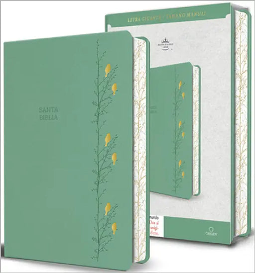 Biblia Rvr 1960 Letra Gigante Símil Piel Verde Con Pájaros (Edición Cantos Pintados) / Spanish Bible Rvr 1960 Giant Print Handy Size Leathersoft Green by Reina Valera Revisada 1960